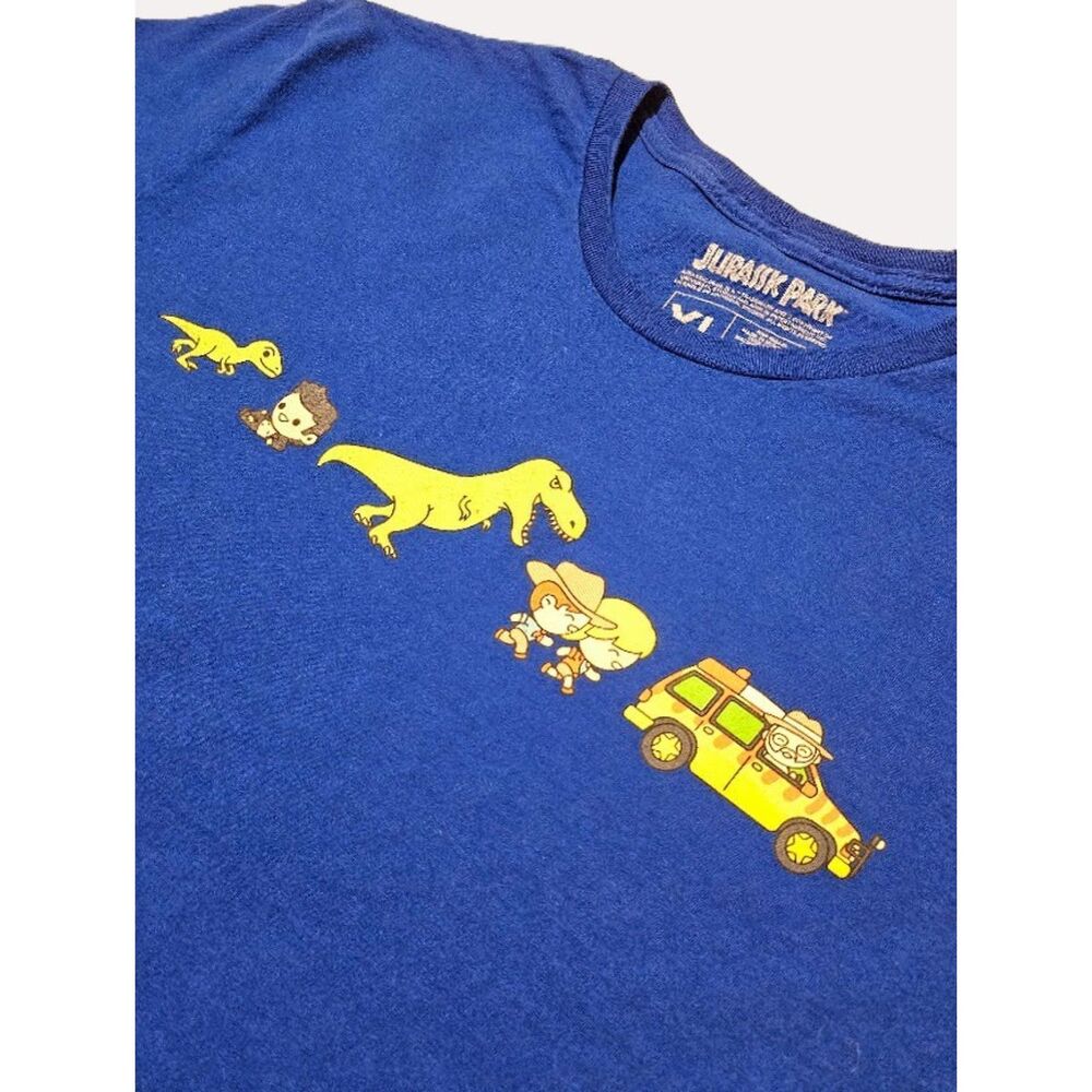 Loot Crate Jurassic Park Chibi Evolution Graphic T-Shirt Blue XL